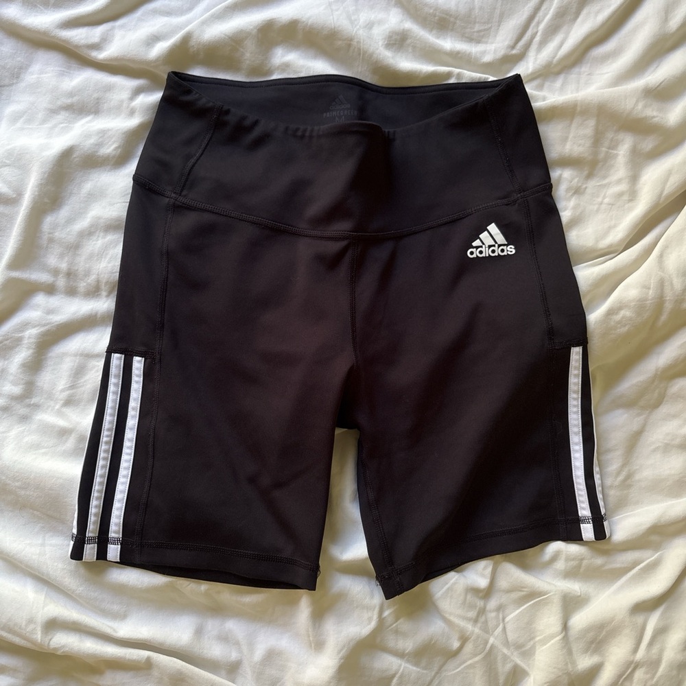 Adidas Black Athletic Shorts with Classic Stripes
